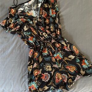 Black Floral Romper with Vintage Charm